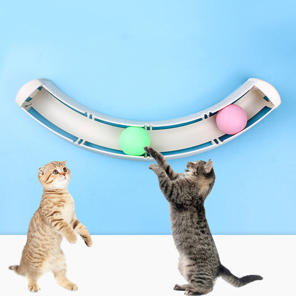 Cat Toy Sucker Track Ball for Scratching Chasing Wall Floor Suction Cup  Mounted